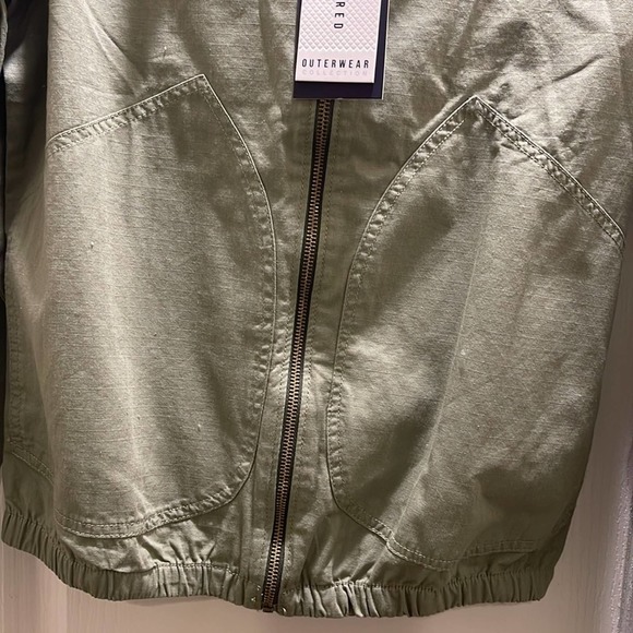 NWT DENIM & FLOWER 🌺 Military Green Long sleeve Jacket/Sweatshirt with Hoodie. - Picture 12 of 12